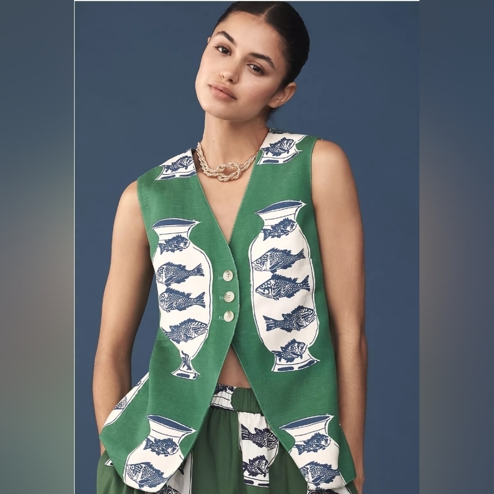 NWT Hunter Bell Fish Print Vest